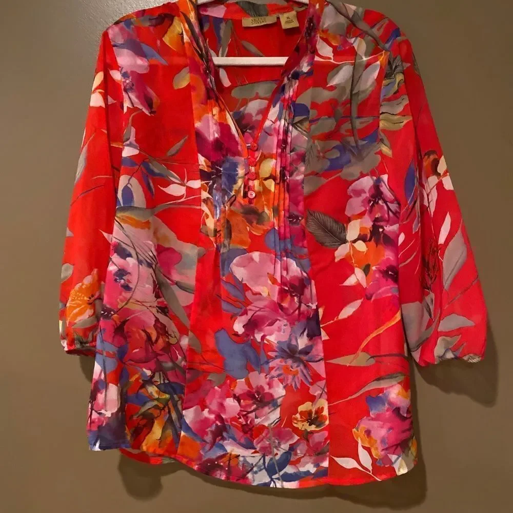 Valerie Stevens Colorful Blouse Size XL